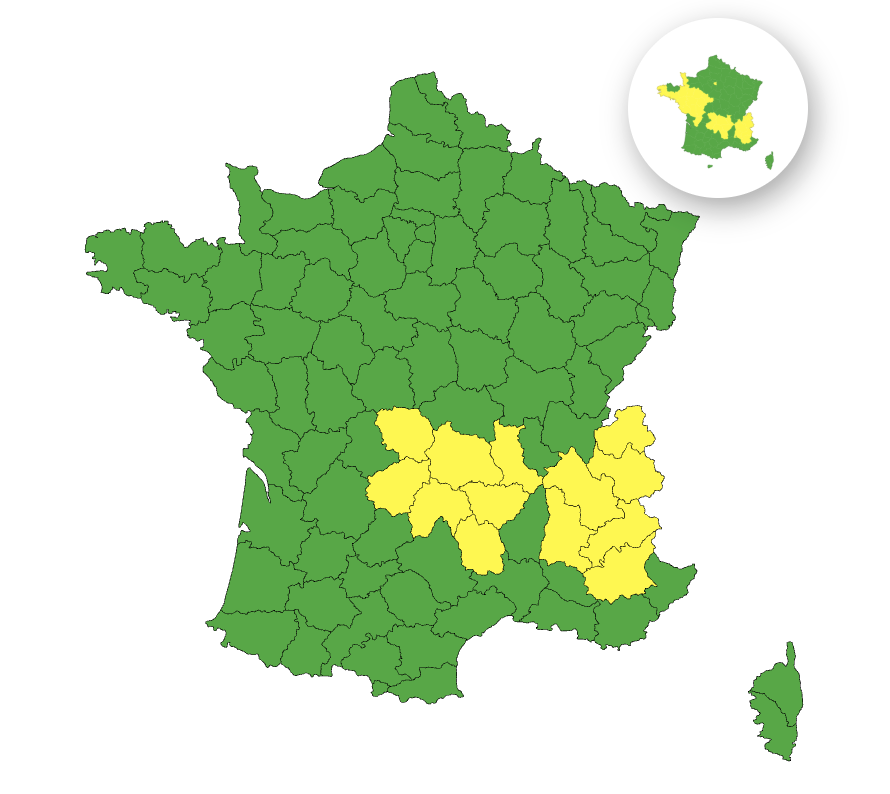 79db8ac5-2d0c-4f1b-9644-0b272984bebb Treize départements en vigilance jaune pour orages