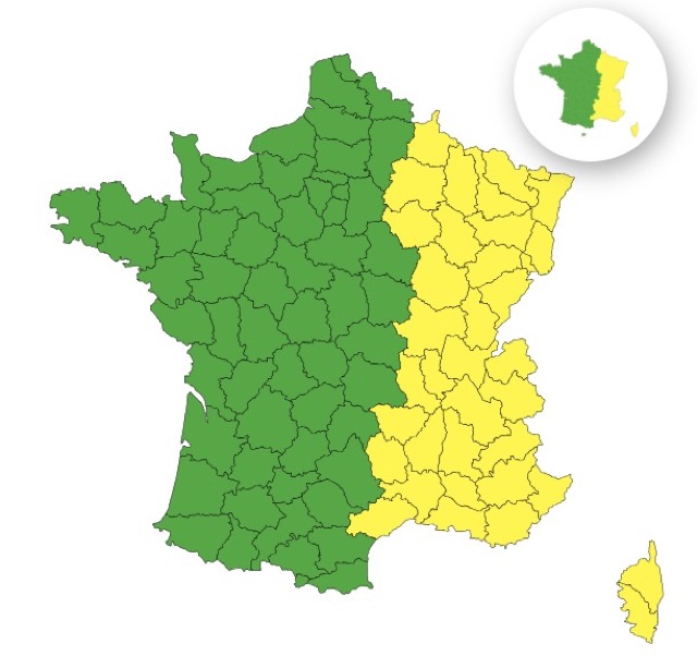 c96875f3-d48a-48f0-b64b-80e465caff31 Vigilance Jaune pour Orages dans Trente-Six Départements