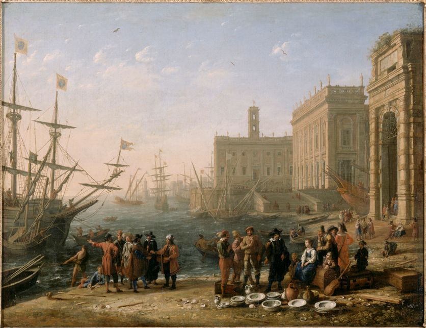 Vue d'un port avec le Capitole L’exposition ‘La Marine et les peintres’ au Musée national de la Marine