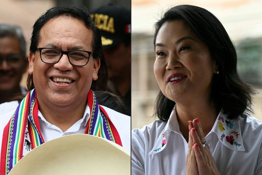 FILES-COMBO-PERU-ELECTION-VOTE-RUNOFF Élection présidentielle au Pérou : Roberto Sanchez et Keiko Fujimori au coude-à-coude