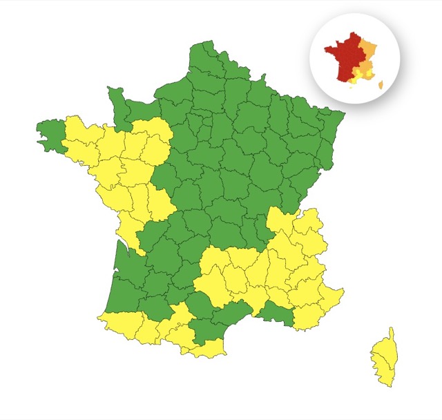 82255ae8-a0fe-4fa7-9751-b4dcb22f2d01 Alerte Jaune Orages pour 35 Départements