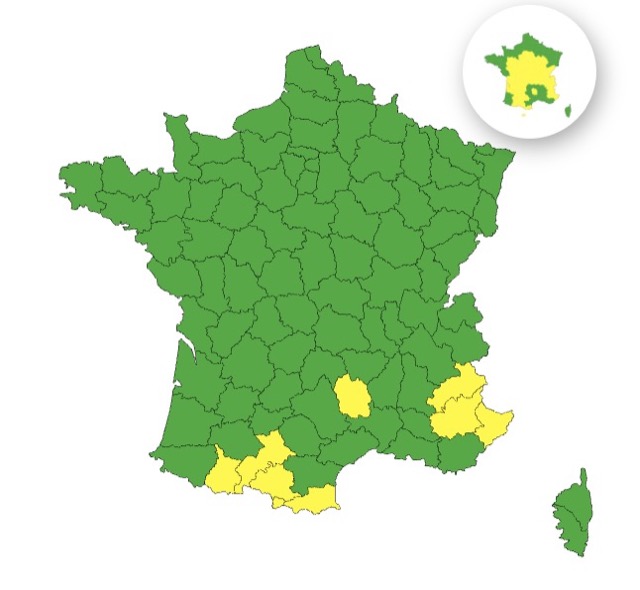 8f11a569-a095-4cb6-9ace-06c4c6f0caa7 Météo-France émet une vigilance jaune pour huit départements du sud