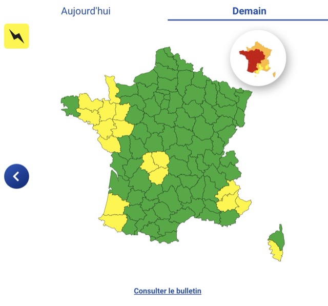 96269b2e-1070-49ee-b02d-2f27c01bedee 17 départements en vigilance jaune pour orages et 49 en rouge pour canicule