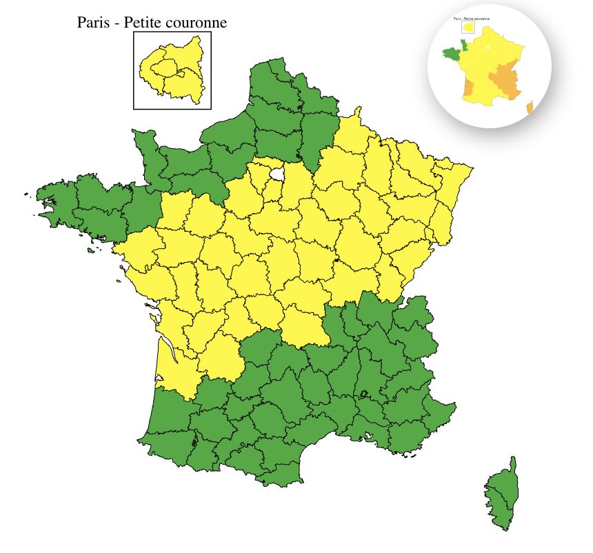 00e90c5e-4948-4162-b4b6-e52c1a7292e8 Météo-France Plaque 48 Départements en Vigilance Jaune pour Orages le 30 Juillet