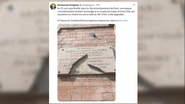 514dd320-7e80-46de-b0ea-de89ae791bb1 Dégradation d’une Plaque Commémorative à Paris : Un Acte Honteux