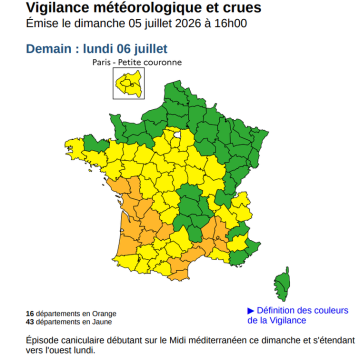 Vigilance orange canicule et risques d&rsquo;incendie en France