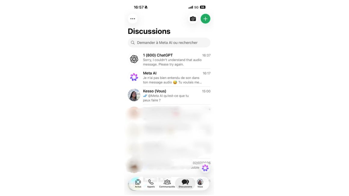 ChatGPT de retour sur WhatsApp