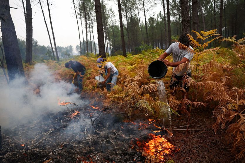 A view of a wildfire near Lacanau Les habitants de Gironde luttent contre les flammes