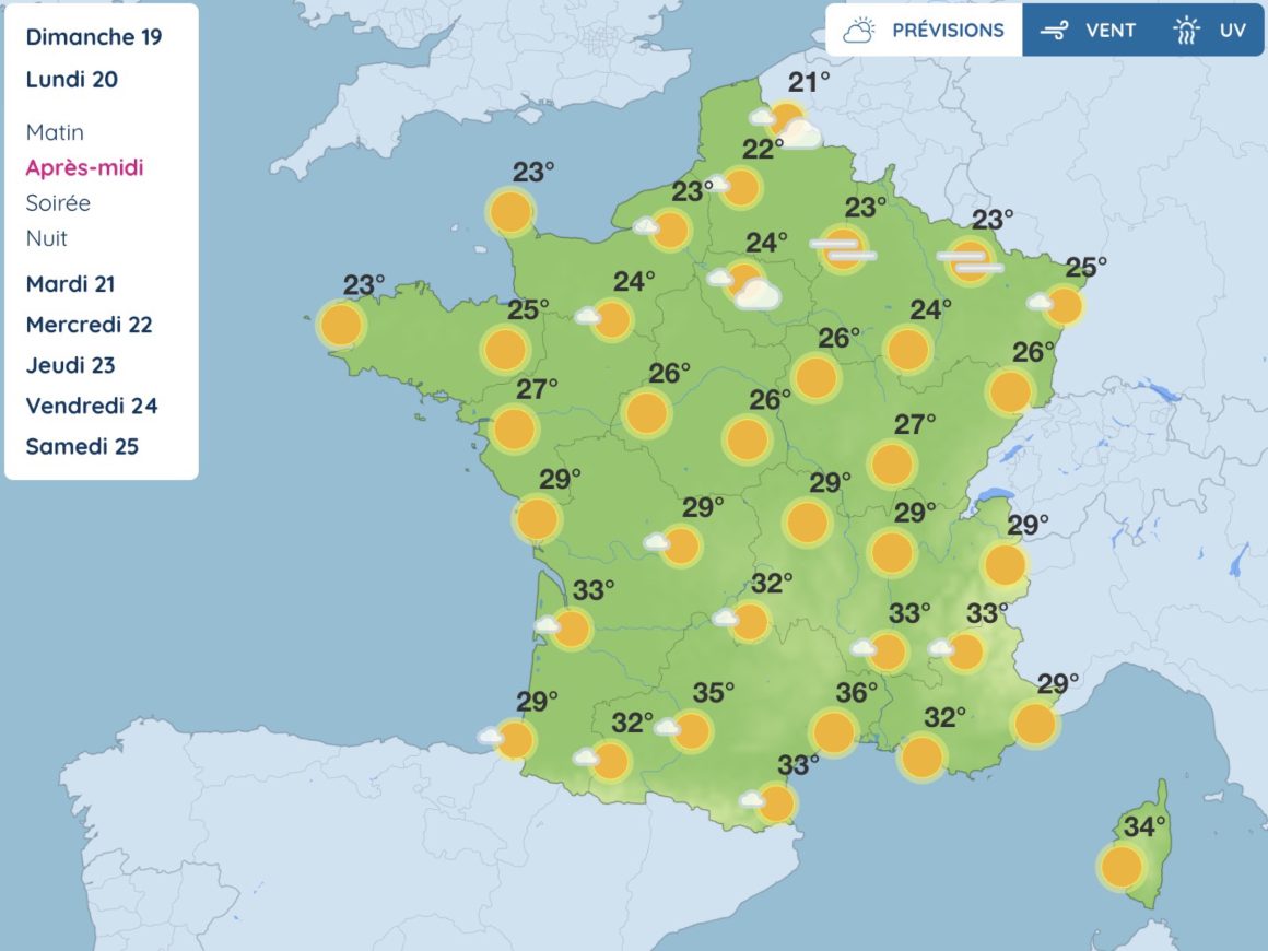 Le retour d&rsquo;un temps estival en France avec des températures élevées
