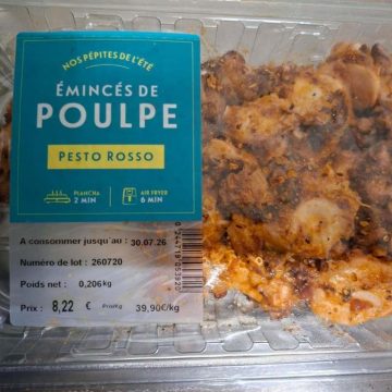 Rappel de produits : Émincés de poulpe pesto rosso de la marque Grand Frais