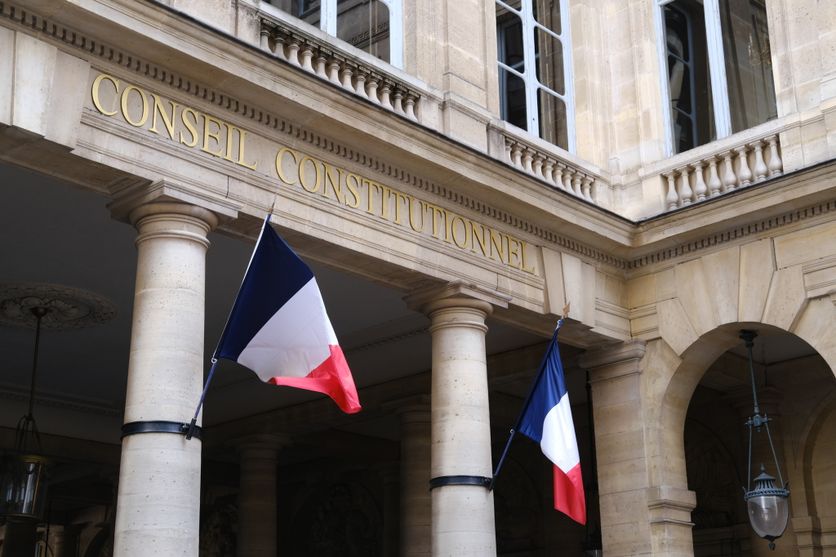 A tight shot on the facade of the French Constitutional Council. Paris, France - February 23, 2024. La Validation de la Loi sur l’Aide à Mourir par le Conseil Constitutionnel