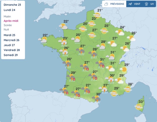 620050ea-b11f-4dfa-9d6b-23846c4619b0 Prévisions météorologiques pour la France : semaine d’orage et de pluie