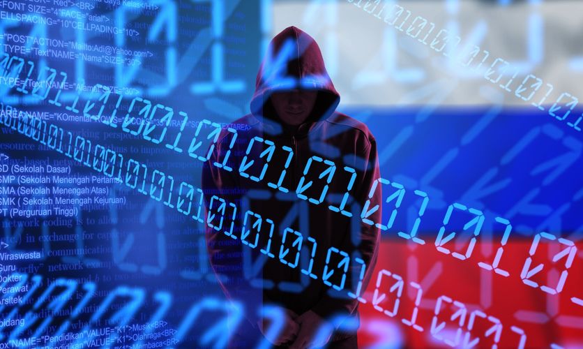 Russian killnet hacker concept with flag background Menaces numériques lors des élections présidentielles