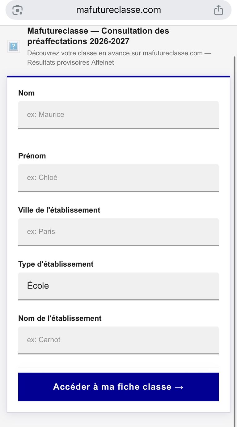 Screenshot Attention aux fausses plateformes promettant la composition des classes