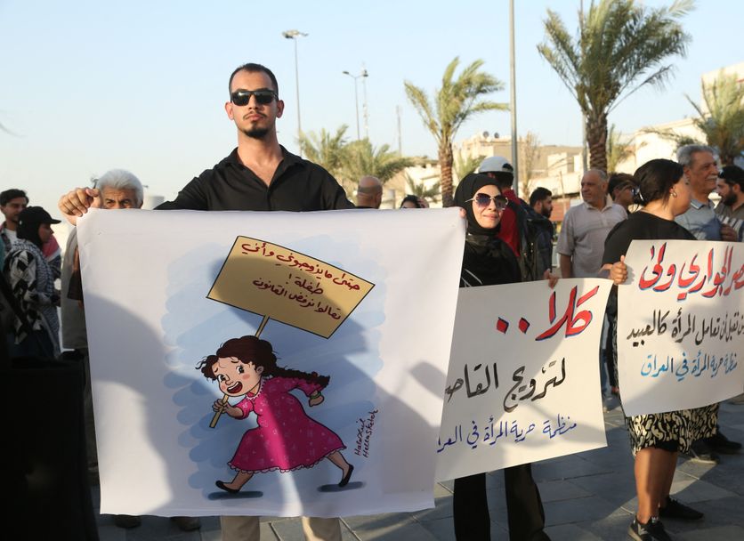 People protest new civil code bill in Iraq Controverse sur l’âge du mariage en Irak