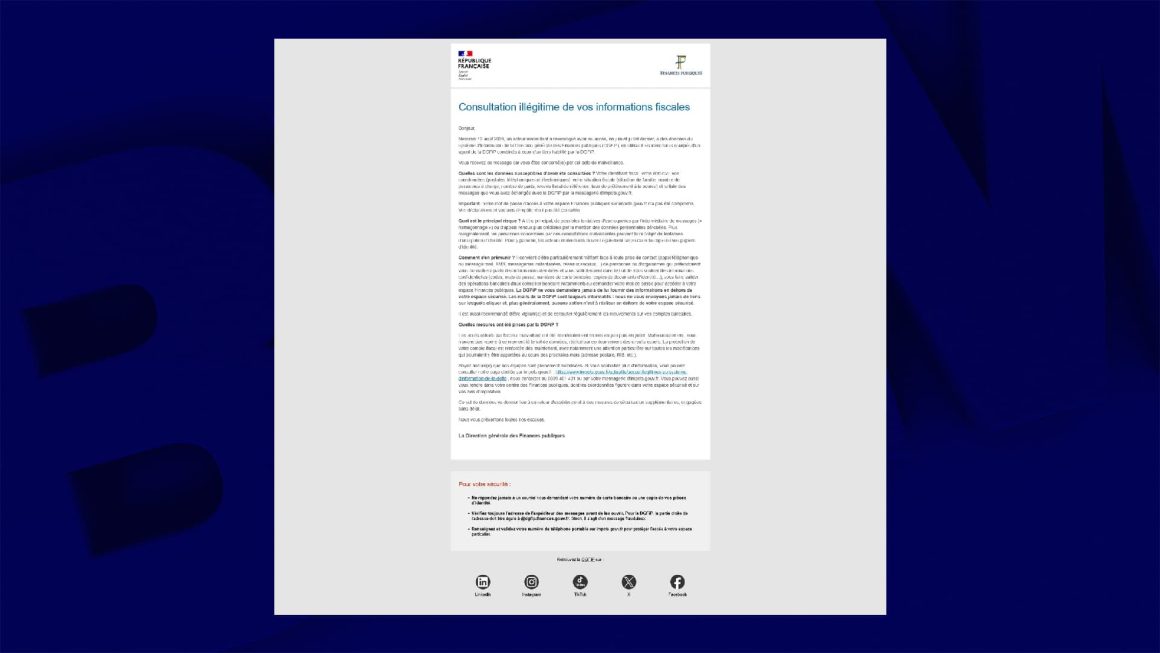 f7e640d0-81f7-48e9-a938-f336865639a8 Cyberattaque et vol de données du fisc : Informations pour les victimes