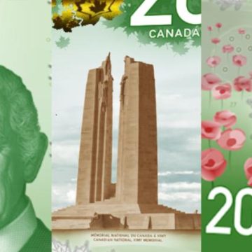 Le Monument de Vimy sur le Nouveau Billet Canadien de 20 Dollars